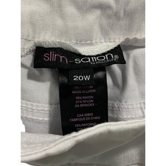 Size 20W Slim-Sation Womens Off White Pull On Pants Crop Capri Stretch Fabric - Picture 4 of 8